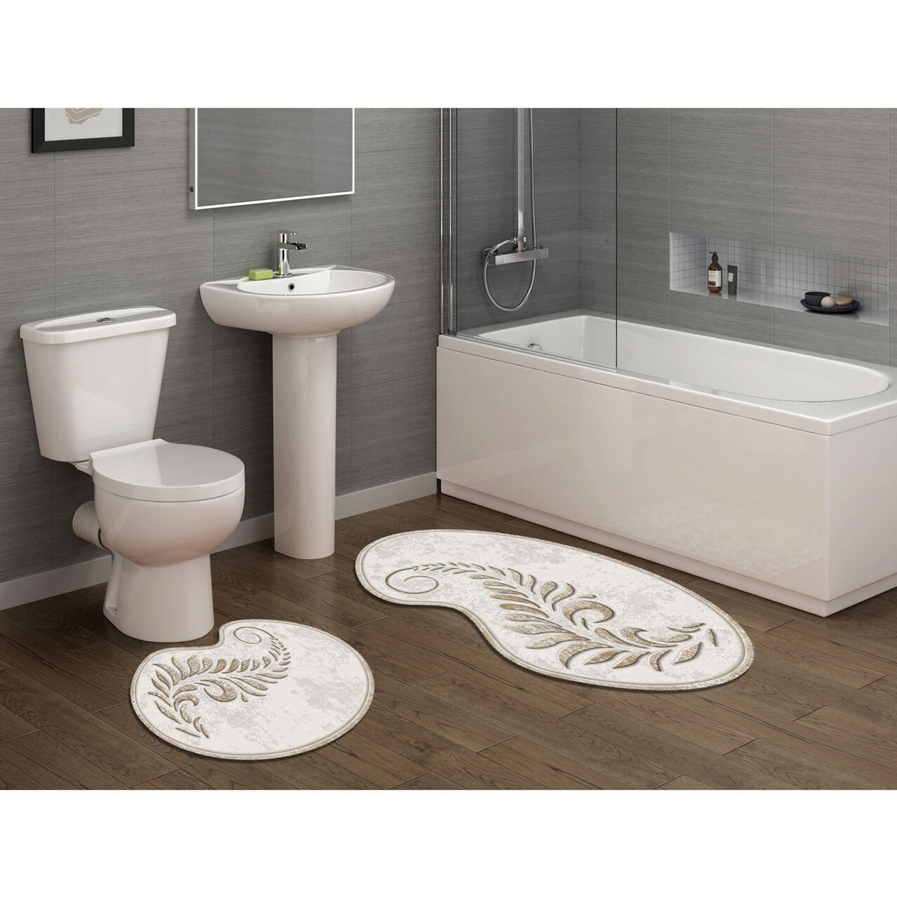 Set covorase de baie, L'essentiel Maison, 210Fg41115Kr, Crem - imagine 6